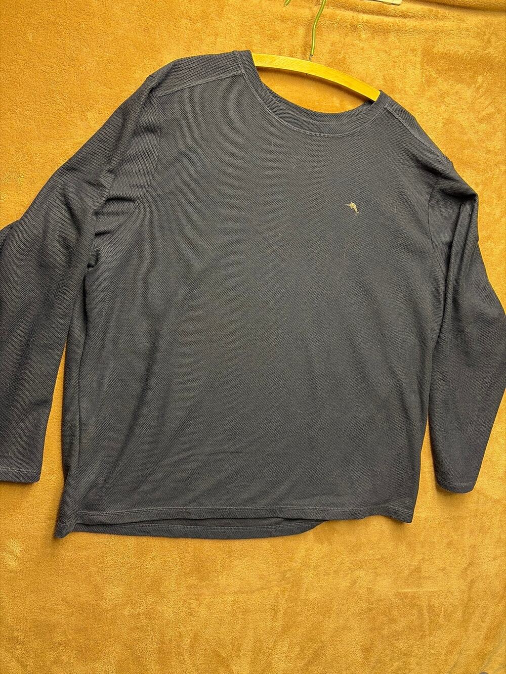 Tommy Bahama Men’s 2XL Gray Waffle Knit Thermal Long Sleeve Crewneck Shirt